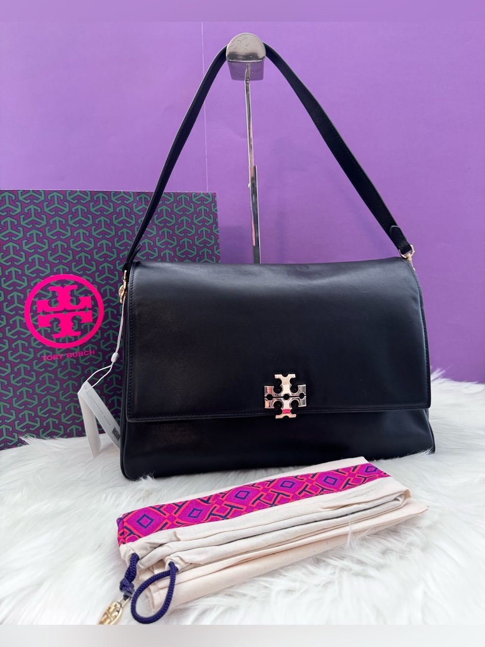 Tory Burch Charlie Large Leather Shoulder Bag